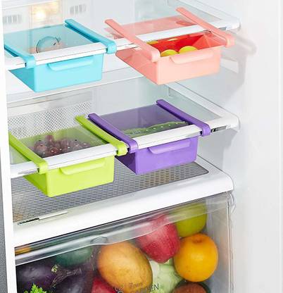 nw noworry Utensil Kitchen Rack Plastic Multifunction Plastic Fridge Sliding Drawers Storage Basket Tray, Multi Purpose Space Saver Refrigerator Organizer Slide Storage Shelf Racks for Kitchen