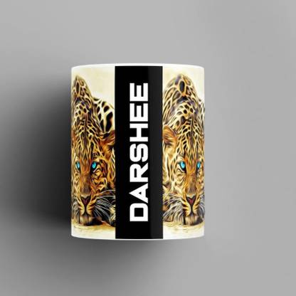 Beautum Name Printed Darshee Cheetah Design 
 Ceramic (350) ml. Model No:BMNAT004339 Ceramic Coffee Mug