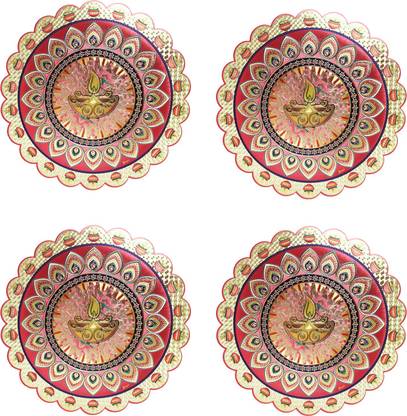 Ascension Diwali Decorative Sticker 3D Rangoli Sticker Diya Deepak Floor Sticker Subh labh Kalash swastik Laxmi Charan Charn paduka footprint Rangoli Pattern Floor Sticker for Navratra Diwali Rangoli Stencil