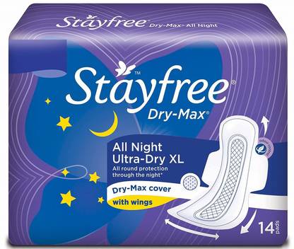 STAYFREE Dry Max All Night Sanitary napkins (14 Count) Sanitary Pad