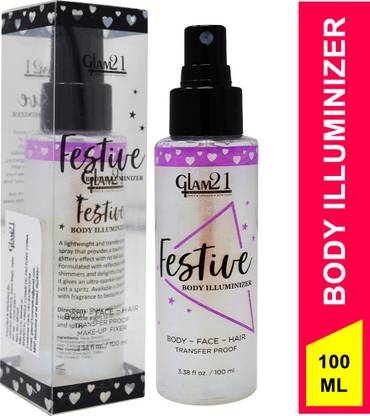 Glam21 Festive Body Illuminizer Makeup Fixer, MF005, 100ml, Holo Women
