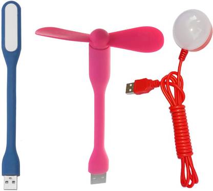 Flipkart SmartBuy Portable and Flexible for Notebook, Laptop, Power Bank Combo set of USB Magnate Bulb with 1.5 Meter long wire ( In Multi_Color) USB USB Fan, Led Light