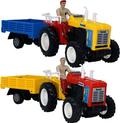 Gift Box Pack Of 2 Small Size Made From Plastic Indian Automobile Tipper Tractor Toys For Children| Playing Toys For Babies And Kids| Use As Showpiece|(2 Combo Offer)