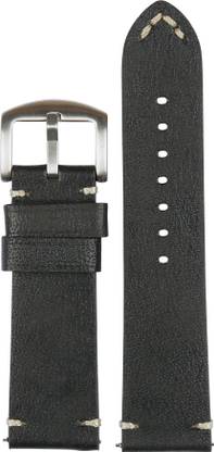 Exor Pastel Black Colour With Cut Edge Finish Of 24 mm Genuine Leather Watch Strap