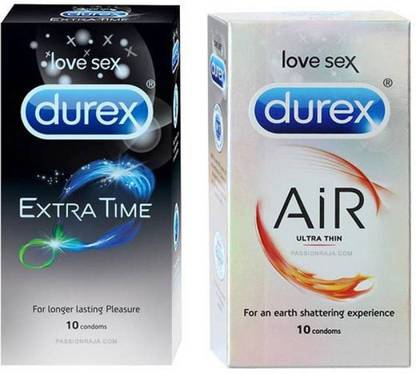DUREX DurexS AiR - Extra Time - Extended Pleasure PassionRaja.com Combo (10s x 2 = 20 Condoms) Condom (Set of 2, 20S) Condom