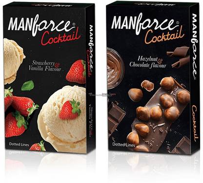 MANFORCE Strawberry-Vanilla & Chocolate-Hazelnut Cocktail Combo (20 Condoms) Condom
