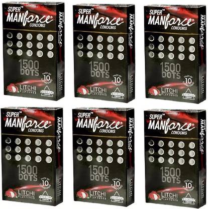 MANFORCE 1500 Dots Litchi Flavoured Premium Condom (60 S) Condom