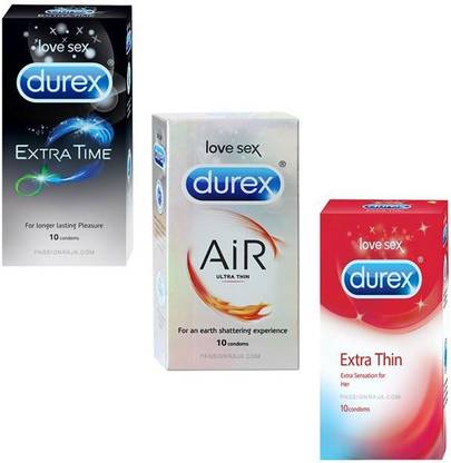 DUREX AiR - Extra Thin - Extra Time PassionRaja.com Combo (10s x 3 = 30 Condoms) Condom