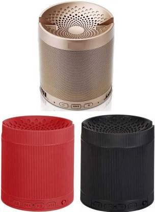NIKS Mini Golden, Black & Red XQ-3 Wireless Multimedia Bluetooth Speaker With Mobile Stand / FM Radio 3 W Bluetooth Speaker