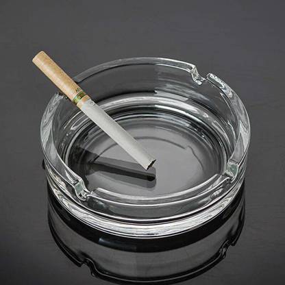 Jivima Glass Round Cigar Cigarette Table top Ash Tray Clear Glass Ashtray