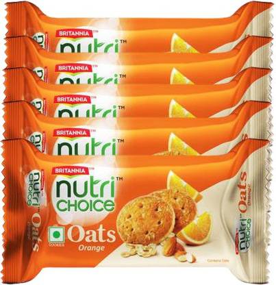 BRITANNIA Nutri Choice Oats Orange 75gm PK OF 5 Cookies Biscuit
