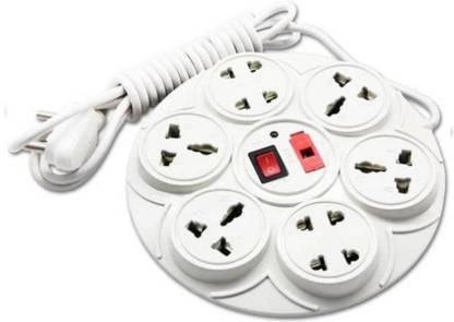 Buylink Socket Multi Outlet 4 + 4 2-Pin and 3-Pin Extension Cord with 2 Meter Long Wire and Fuse 6  Socket Extension Boards