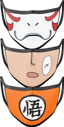ComicSense Kakashi Ok-Saitama Goku Logo Anime Printed Face Masks MASK-COMBO-25 Reusable, Washable Cloth Mask