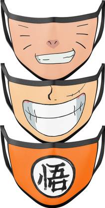 ComicSense Naruto Luffy Smile Goku Logo Anime Printed Face Masks MASK-COMBO-50 Reusable, Washable Cloth Mask
