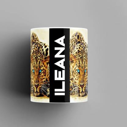 Beautum Name Printed Ileana Cheetah Design Multicolor Ceramic (350) ml. Model No:BMNAT007239 Ceramic Coffee Mug