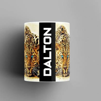 Beautum Name Printed Dalton Cheetah Design White Ceramic (350) ml. Model No:BMNAT004185 Ceramic Coffee Mug