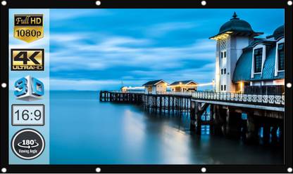 Technolite 135 Inch Diagonal, 118x67 Inches 16:9 Aspect Ratio Supports UHD-3D-4K Technology Eyelets Type Projector Screen (Width 300 cm x 170 cm Height)