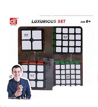 CocoRio QiYi Luxurious Stickerless Combo Set Of 4 Cubes Speedcubing Bundle Cube Magic Puzzle (Luxurious Cubes Set 1)