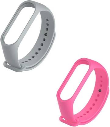 valente Soft Silicon Replacement Band Strap Band 3 & 4 (Grey & Light Hot Pink) Smart Band Strap