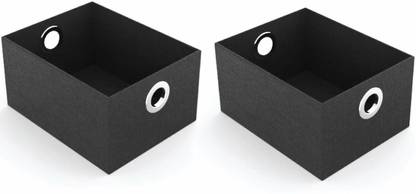 HomeStrap Premium Storage Boxes with Eyelet Black Set of 2 ( 25 Width, 31.8 Depth, 26.3 Height) Storage Box