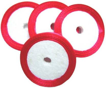 World Wide Villa RED HOT SATIN RIBBON ROLL PACK OF 4 ( SIZE 1 INCH 36 MTR)