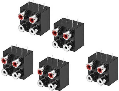 ERHIndia AV Concentric Outlet 4 RCA Female Jack 6 Pin Connector Socket Panel Mount - pack of 5 Electronic Components Electronic Hobby Kit
