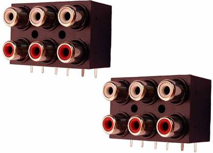 ERHIndia 6 RCA Covered Female A/V Concentric Jack Socket - 2 pcs (Pack of 2) Electronic Components Electronic Hobby Kit