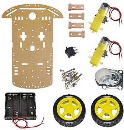 SPECTRACORE Smart Robot Bot with Chassis, Bo Motor, Wheels, Clamps, Speed Encoder, Battery Box, Switch - Diy Robot Chassis Electronic Electronic Components Electronic Hobby Kit