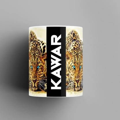 Beautum Name Printed Kawar Cheetah Design Ceramic (350) ml. Model No:BMNAT009330 Ceramic Coffee Mug