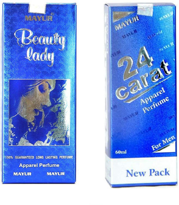 Buy MAYUR Beauty Lady Apparel Perfume For Women (60 ML) \u0026 24 Carat Apparel  Perfume For Men (60 ML) - Pack Of 2 Perfume - 120 ml Online In India |  Flipkart.com