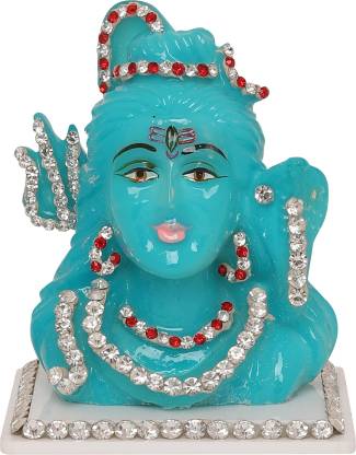 VOILA Lord Shiv Idol Light Blue Statue for Car Dashboard, Mandir Temple Pooja,Home D�cor, Office Table (Set of 1) Decorative Showpiece  -  7 cm