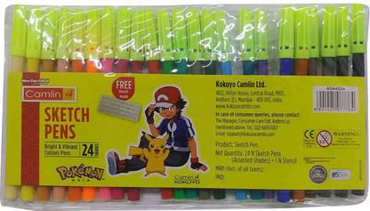 Camlin POKEMON SERIES 24 COLOR SKETCH PEN Nib Sketch Pens
