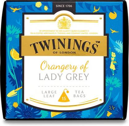 TWININGS Orangery of Lady Grey Large Leaf Black Tea 15 Tea Bags Black Tea Bags Box