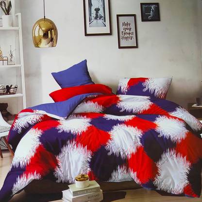 Sachdeva decor 210 TC Microfiber Double Checkered Flat Bedsheet