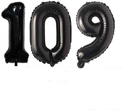 Stylin Solid Black '109' ( One Hundred Nine) Number/Digit/Numerical Foil Balloon Letter Balloon