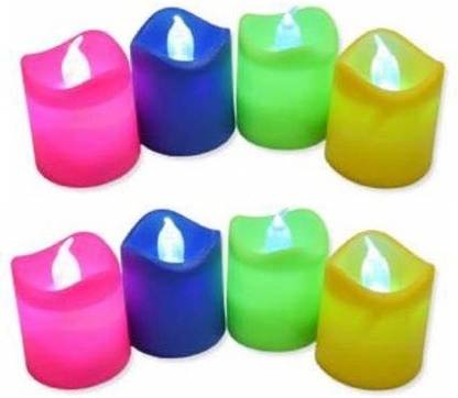 SP Realistic and Bright Flickering Bulb Battery Operated Flameless LED Tea Light Pillar Candles for Seasonal & Festival Diwali Decoration, (Pack of 8 Candle