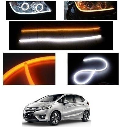 RS ENTERPRISES CARS Car Led Strip Daytime Running Light (DRL) Turn Signal Yellow/White Indicator Light Lamp For Honda Jazz Car Fancy Lights