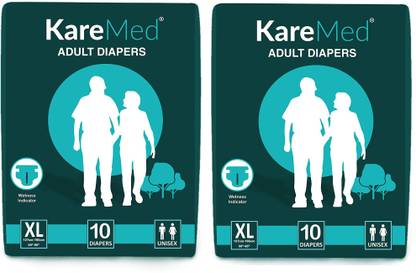 Kare Med Med Adult Diapers XL 20 Count, Waist Size 127cm-165cm (50"-65") Adult Diapers - XL