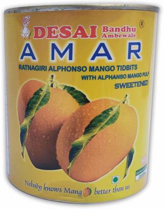Delight Foods Desai Bandhu Ambewale Alphonso Mango Pulp - 850g | Ratnagiri Alphonso