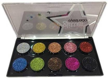 manasona CLASSIC SHINY SPARKLING 10 COLORS GLITTER GEL EYE SHADOW PALETTE 14 g