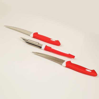 KARN 3 Pc Steel, Plastic Knife Set KAR_2_RED_KNF_1 Peeler