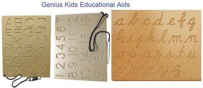 GKids Wooden Large Premium Non-Toxic Capital And Small Cursive Alphabet (A-Z) And Number (1-20) writing practice wooden board with dummy pencil For Learning Kids - Set of 3