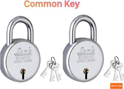 Link Round 65 Twin lock Open with same key ( Common Key) with 6 keys Limited Stock Lock