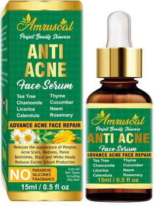 AMRUSOAL Anti Acne Serum, Pimple removal Collagen Serum, Soothes & Clears Acne & Dark Spots -Tea Tree Face Serum