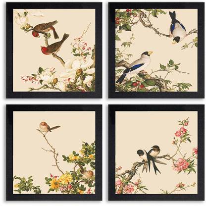 Poster N Frames SET OF 4 BIRDS-012 Digital Reprint 14 inch x 14 inch Painting