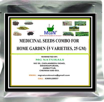 MGBN MEDICINAL SEEDS COMBO FOR HOME GARDEN (5 VARIETIES, 25 GM) Seed