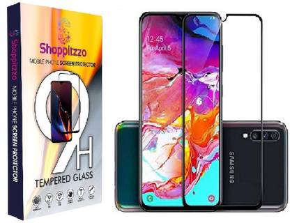 Shoppitzzo Edge To Edge Tempered Glass for Samsung Galaxy A70::Samsung A70S::Samsung A90(5G)::11D,9H,Oleophobic Coated,Anti Scratch,with easy installation kit (Colour-Black)