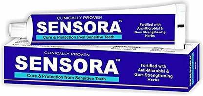 Sensora Herbal sensitive Teethpaste with Natural Ingredients like Cinnamon, Menthol, Thymol, Clove preventing Bleeding Gums, Bad Breath | Medicated 5%Potassium Nitrate relieves Teeth Sensitivity (Pack Of 3) Toothpaste