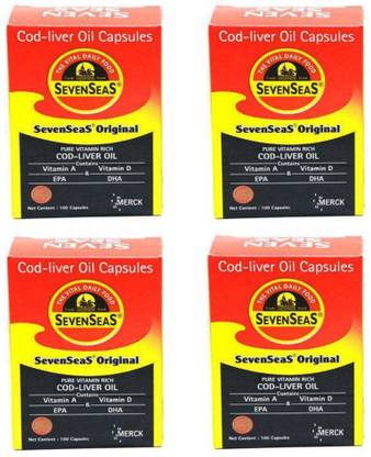 SEVEN SEAS Cod Liver Oil Capsule - 100 Capsules | Pack of 4 (100 x 4 = 400 Capsules)
