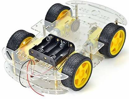 Robotronics DIY Robot Car Smart Chassis Kit with Speed Encoder 4 Wheel 2 Layer for Arduino UNO MEGA2560 MEGA1280 51 Microcontroller Board Educational Electronic Hobby Kit